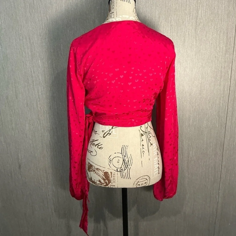 NWOT Elegant Pink Wrap Blouse Size Small